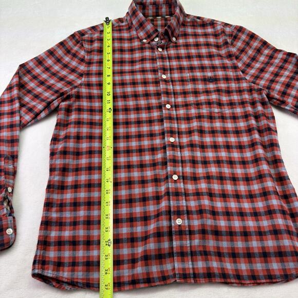 Aquascutum London Flannel Red Tattersall Long Sleeve Button Down Shirt Size M - Picture 8 of 11